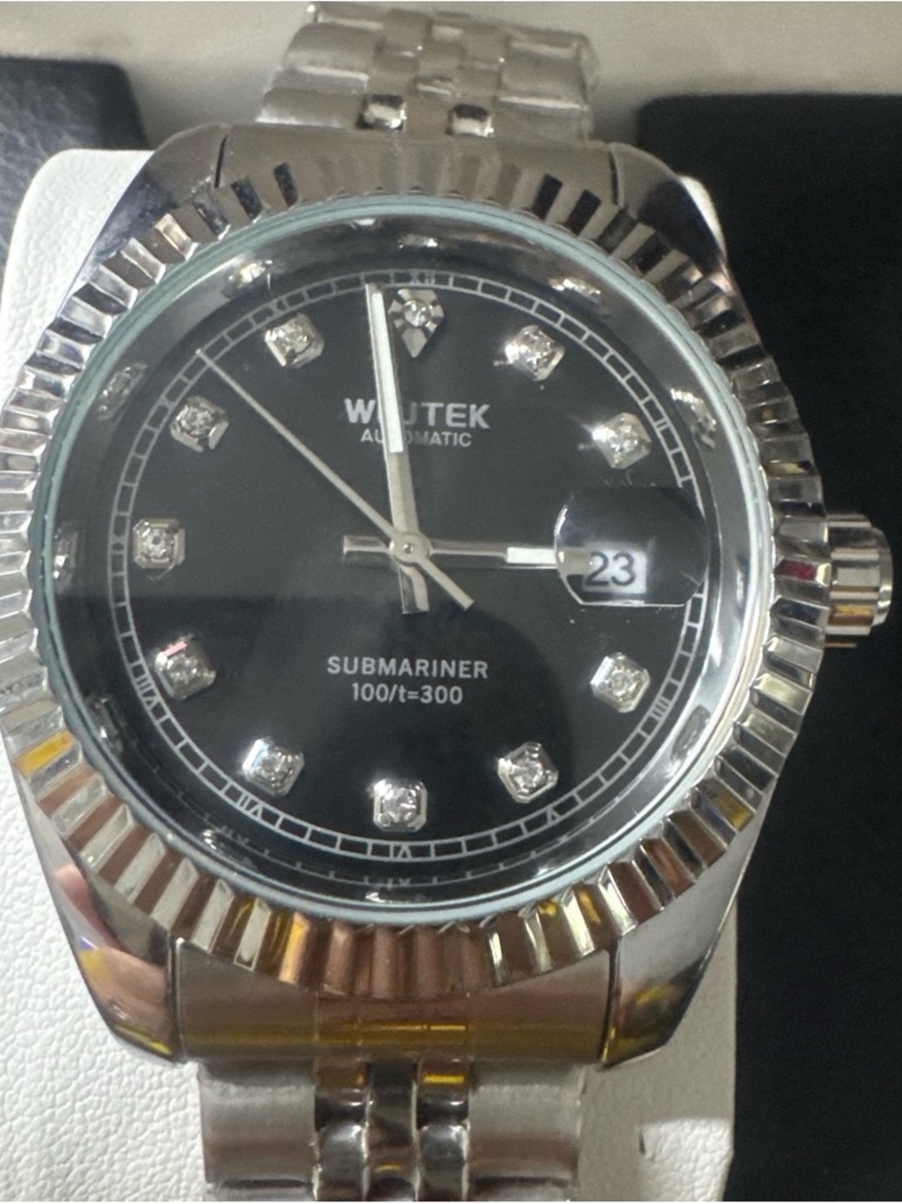 #133 Wintek Submariner Automatic Silver Watch - Black Dial Russian